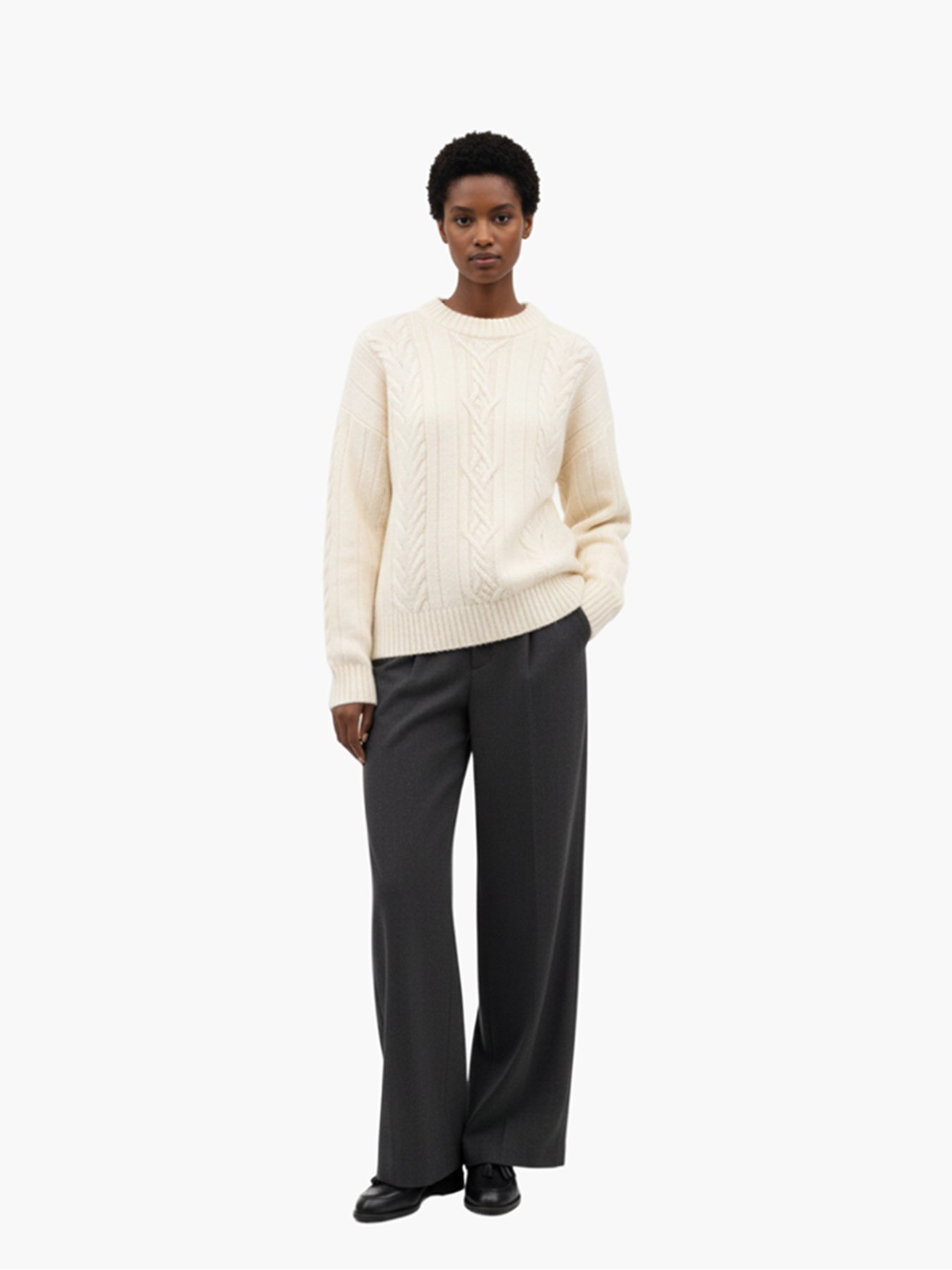 Elsa Cable Knit Sweater Cream